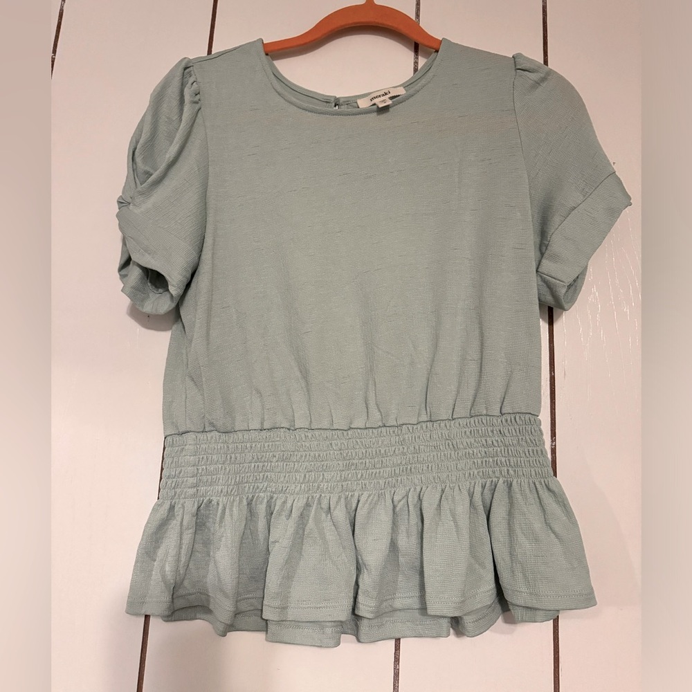 Meraki blouse in teal.